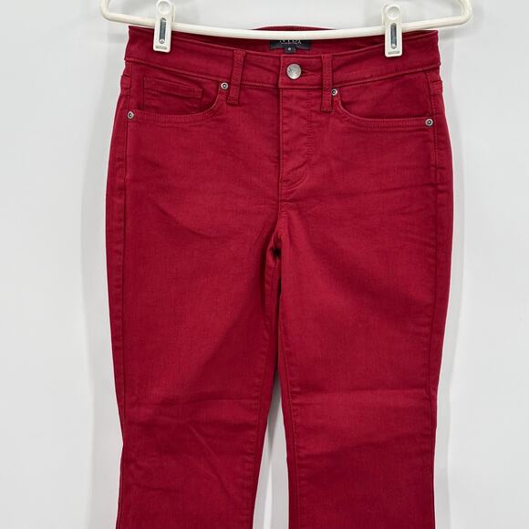NYDJ Fiona Red Boysenberry Reactive Slim Flare Ankle Jean Womens Size 0 Raw Hem - Picture 5 of 10